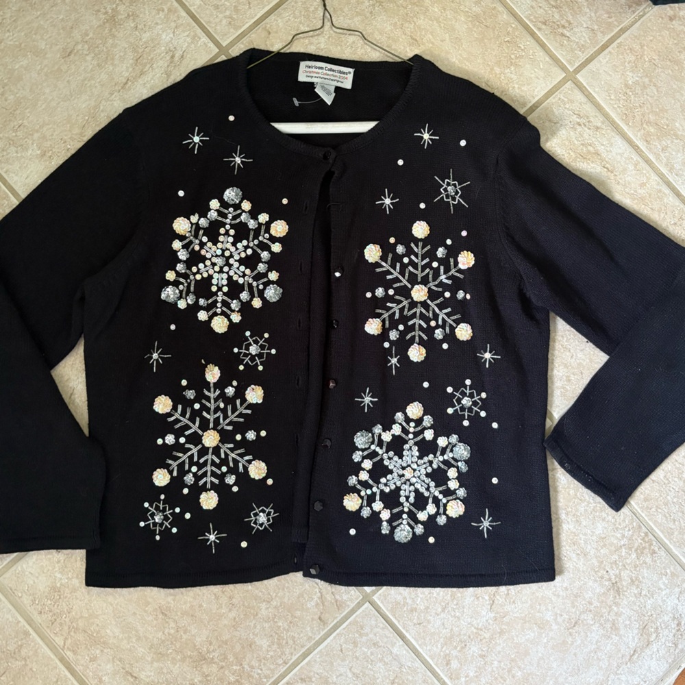 Vintage Heirloom Collectibles Christmas Cardigan Button Large Christmas Sweater